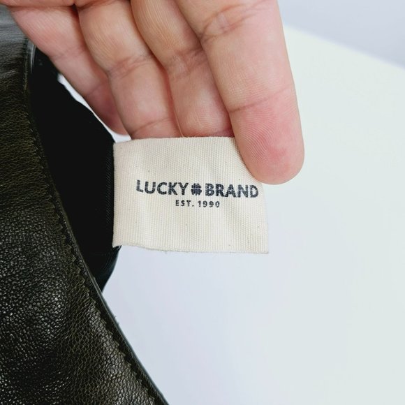 Lucky Brand Moxa Crossbody Bag Dark Moss Green Leather Zip Snap Inside Pockets - Picture 2 of 14